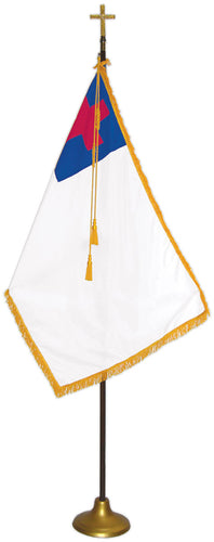 Christian Flag - Gold Fringe, Pole Hem, and Mounting Tabs