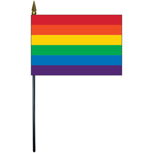 Rainbow E-Gloss Mounted Flags - 4" x 6"